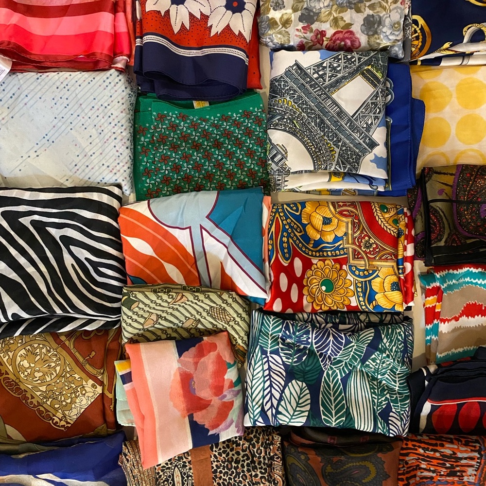 Lot of 27 vintage square scarves